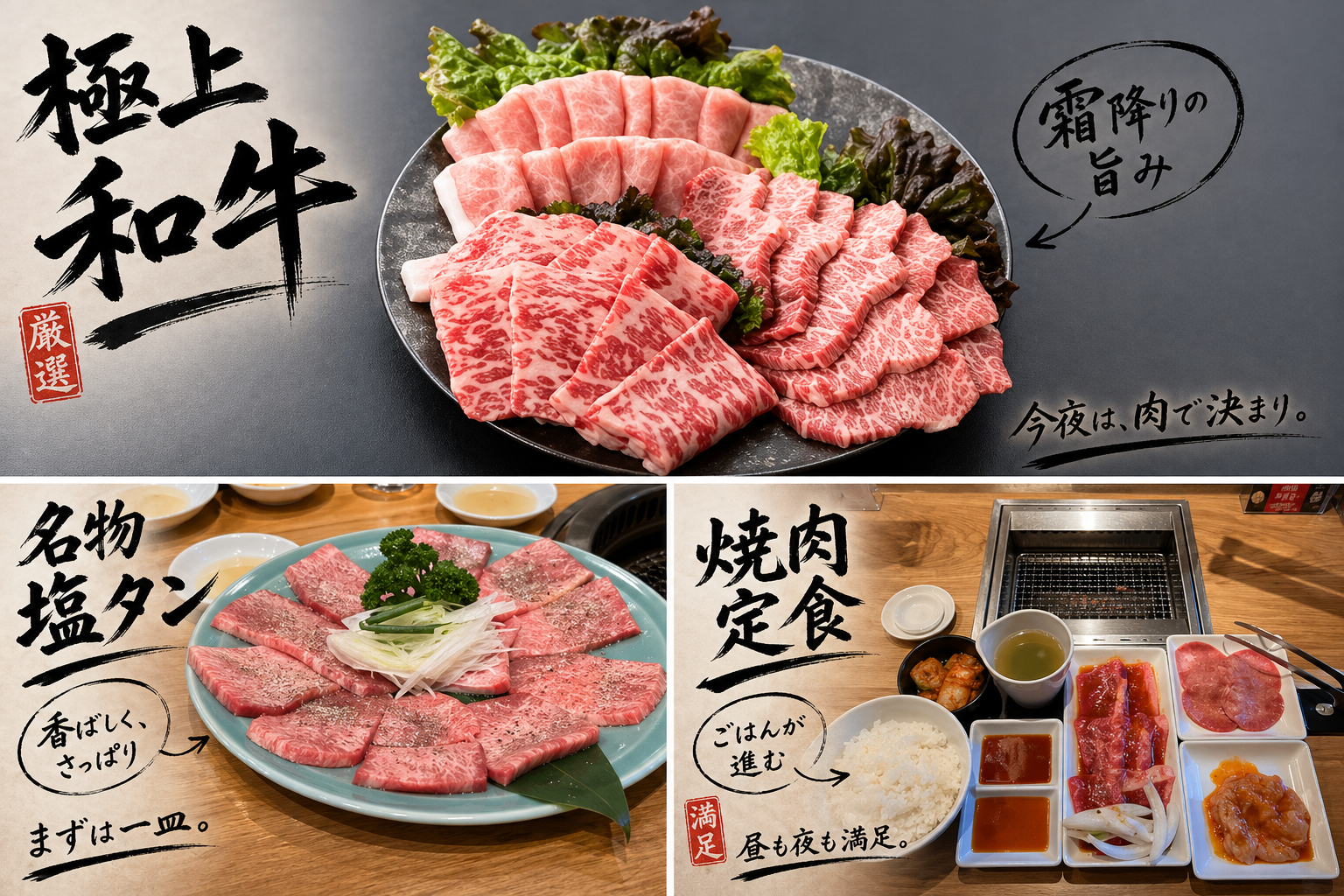 焼肉習字風の出力画像